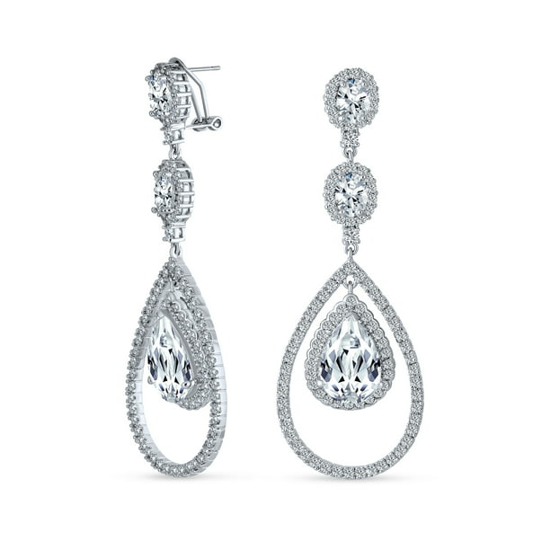 bridal earrings elegnt style dangle earrings wedding jewelry rhinestone pageant earrings set clear crystal earrings womens silver earrings